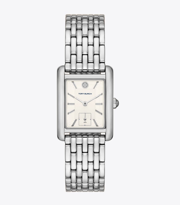 Tory Burch designer strap watches Eleanor Watch, Silver-Tone Stainless Steel in IVORY/SILVER front