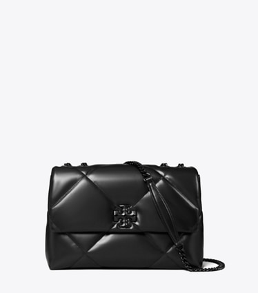 Tory Burch designer shoulder bags Kira Diamond Quilt Shoulder Bag in Black front