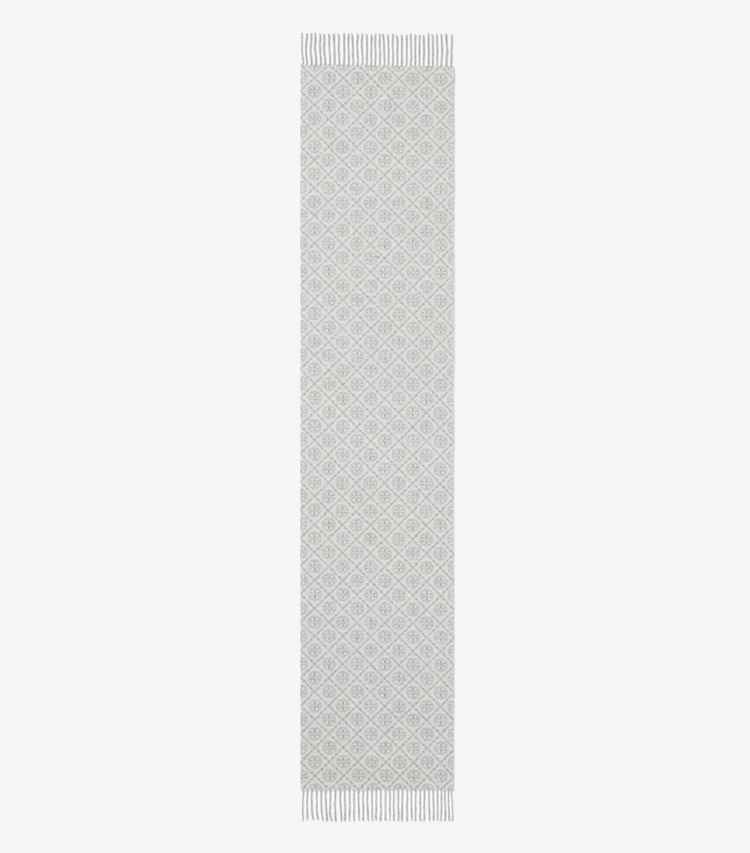 Tory Burch designer scarves T Monogram Oblong Scarf in Gray overhead